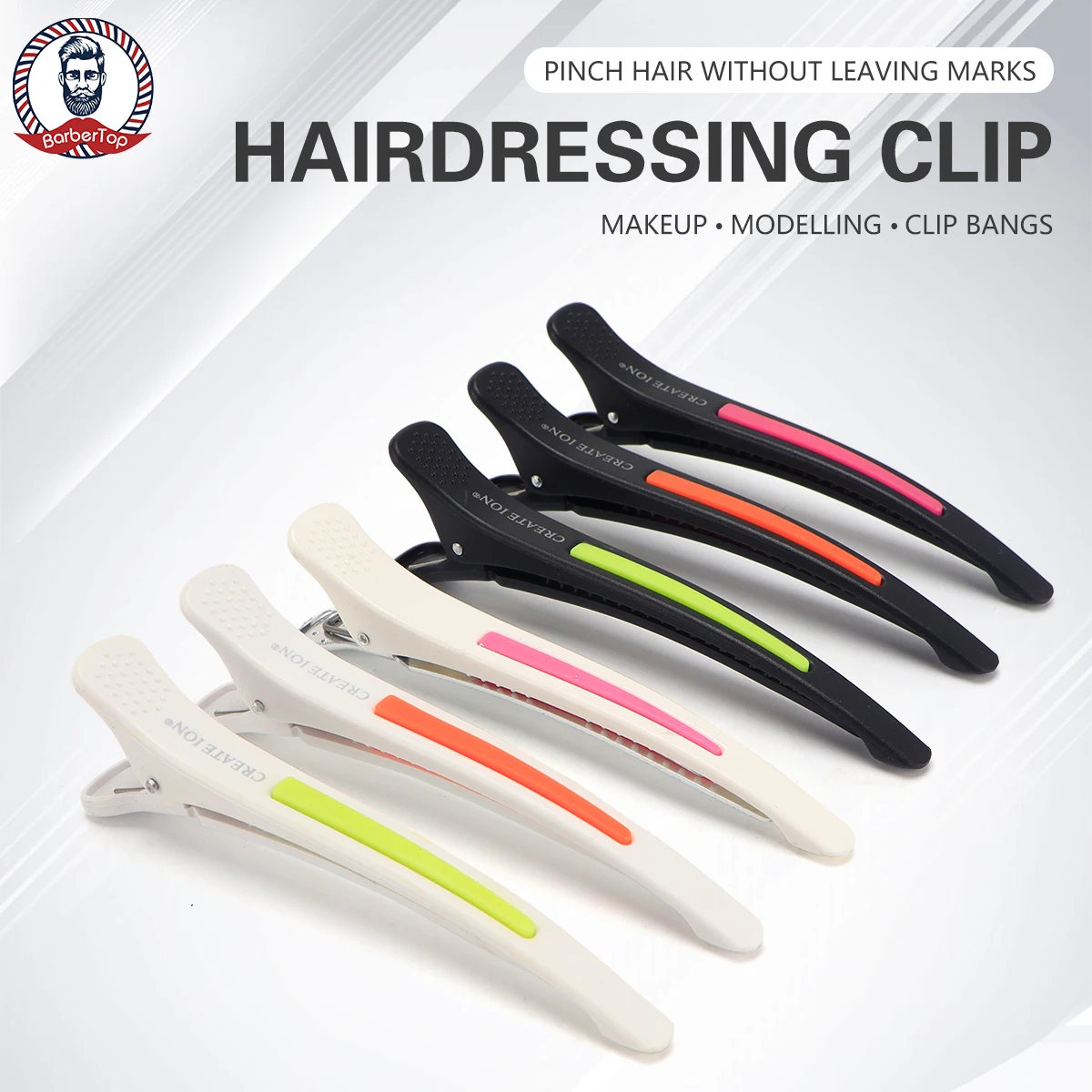 

6Pcs/Set Hairdressing Alligator Hair Clips Salon Pro Seamless Clip Rubber Sectioning Barber Styling Barbershop Accessories