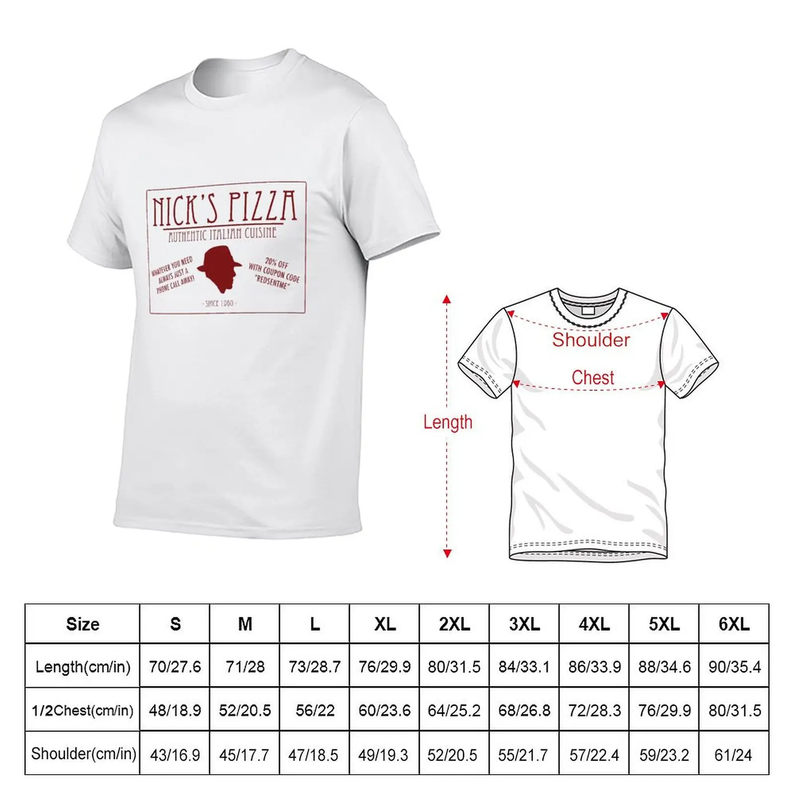 Nicks Pizza T-shirt vintage clothes customs design your own graphics summer clothes slim fit t shirts for men