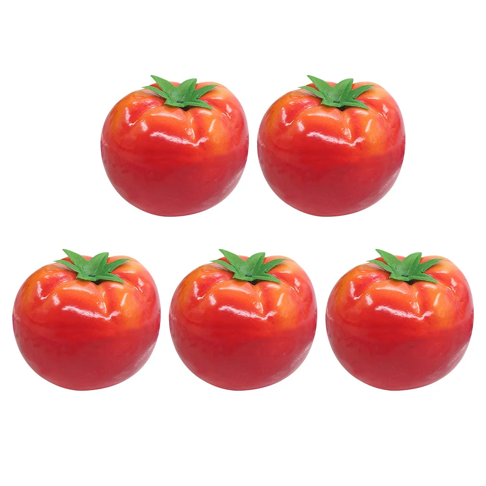 

5 Pcs Artificial Red Cherry Tomatoes Showcase Prop Imitation Plant Lifelike Fruit Models Faux