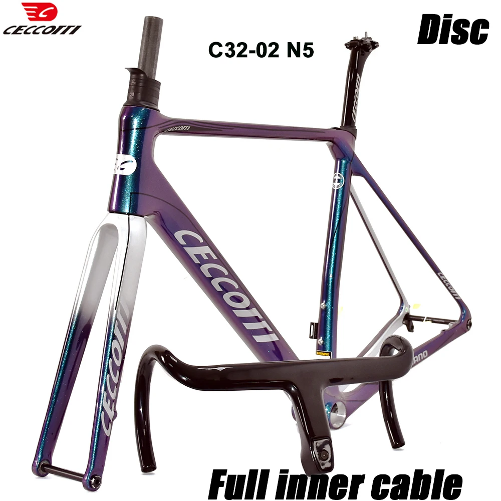 CECCOTTI RF33 Model 700C Road Bike Disc Brake T47BB thread bicycle frameset Full internal cable carbon Frame