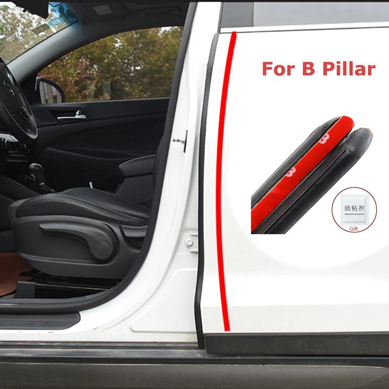 80CMx2 Car Door Edge Rubber Weatherstrip B Pillar Sealing Strips Windproof Protection For Auto Door Trunk Sealant Accessories