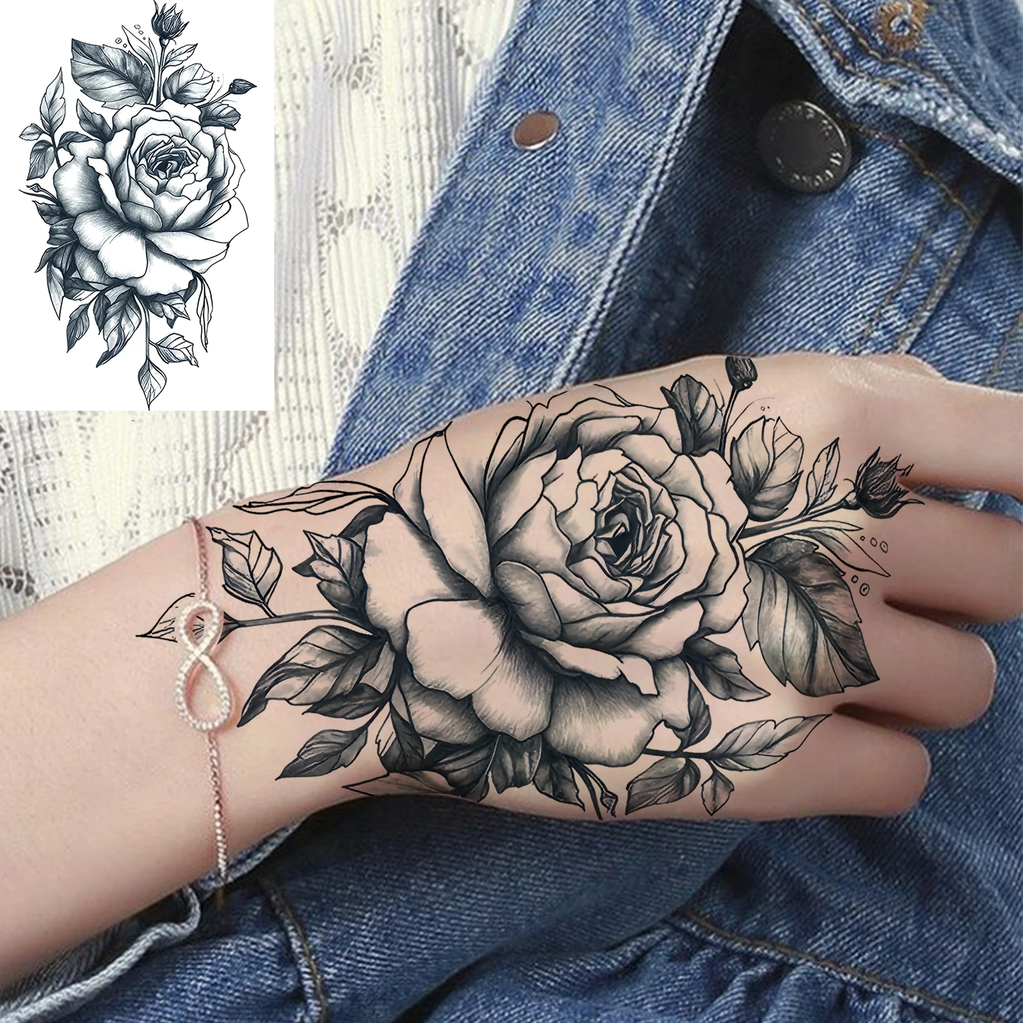 1 Sheet Sunflower Butterfly Flower Temporary Tattoos Women Finger Neck, Fake Tattoo Stickers Realistic Tatoos Last Long Body Art