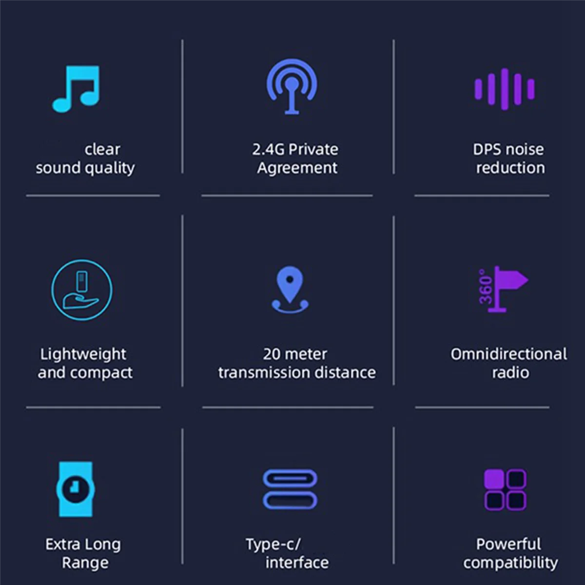 FFYY-ميكروفون لاسلكي Lavalier واحد إلى واحد من النوع C موصل استقبال كليب إلغاء الضوضاء تسجيل ميكروفون بلوتوث