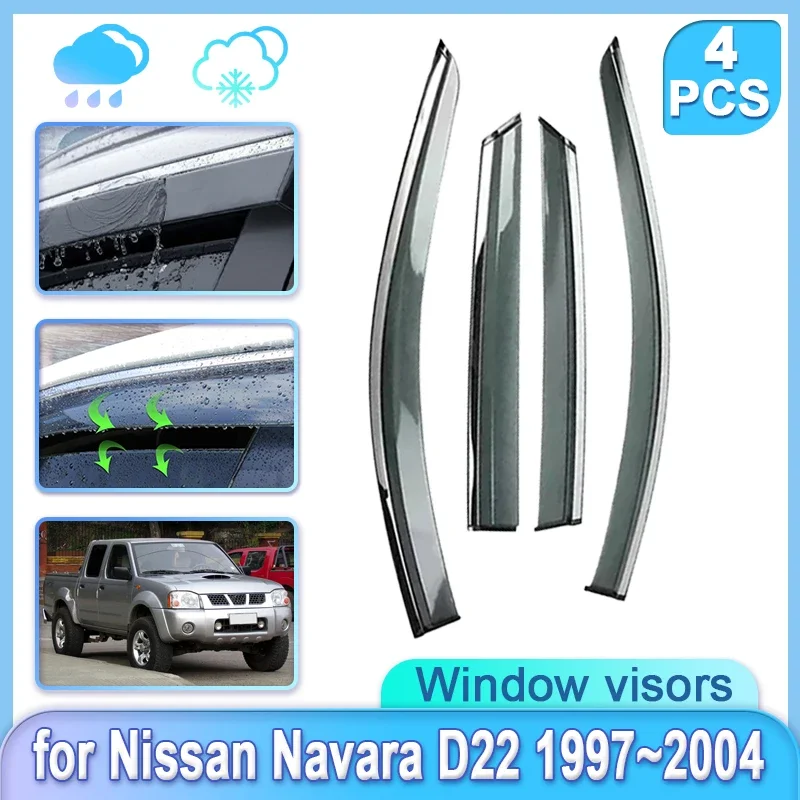 4x Car Window Door Visor for Nissan Navara D22 Datsun Terrano NP300 Frontier 1997~2004 Guard Weathershield Door Visor Accessorie