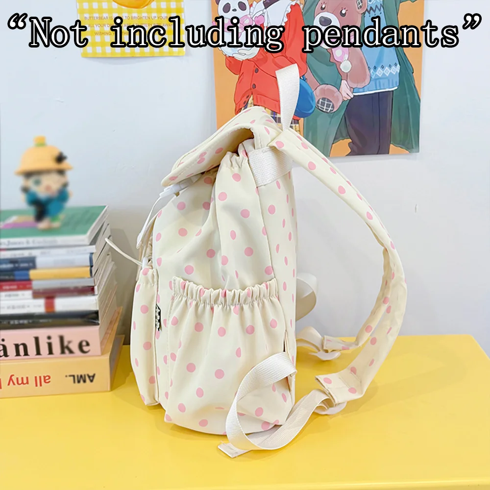Casual Backpack polka dot drawstring backpack lightweight spacious multi pockets adjustable straps for daily outing weekend trip