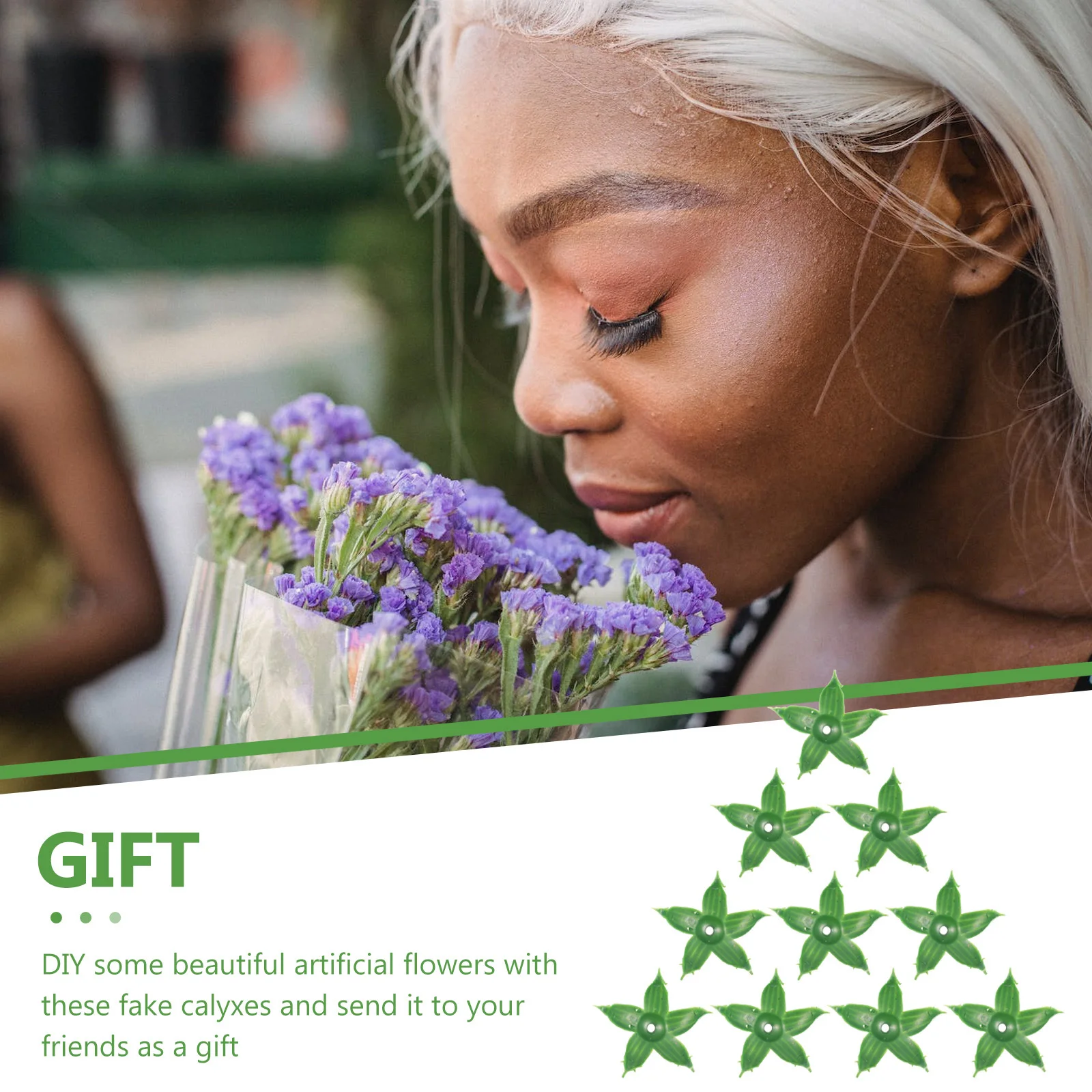 

120pcs Artificial Receptacles For Diy Rose Calyxes Fake Calyxes Fake Flower Supplies Plastic Flower Craft Materials