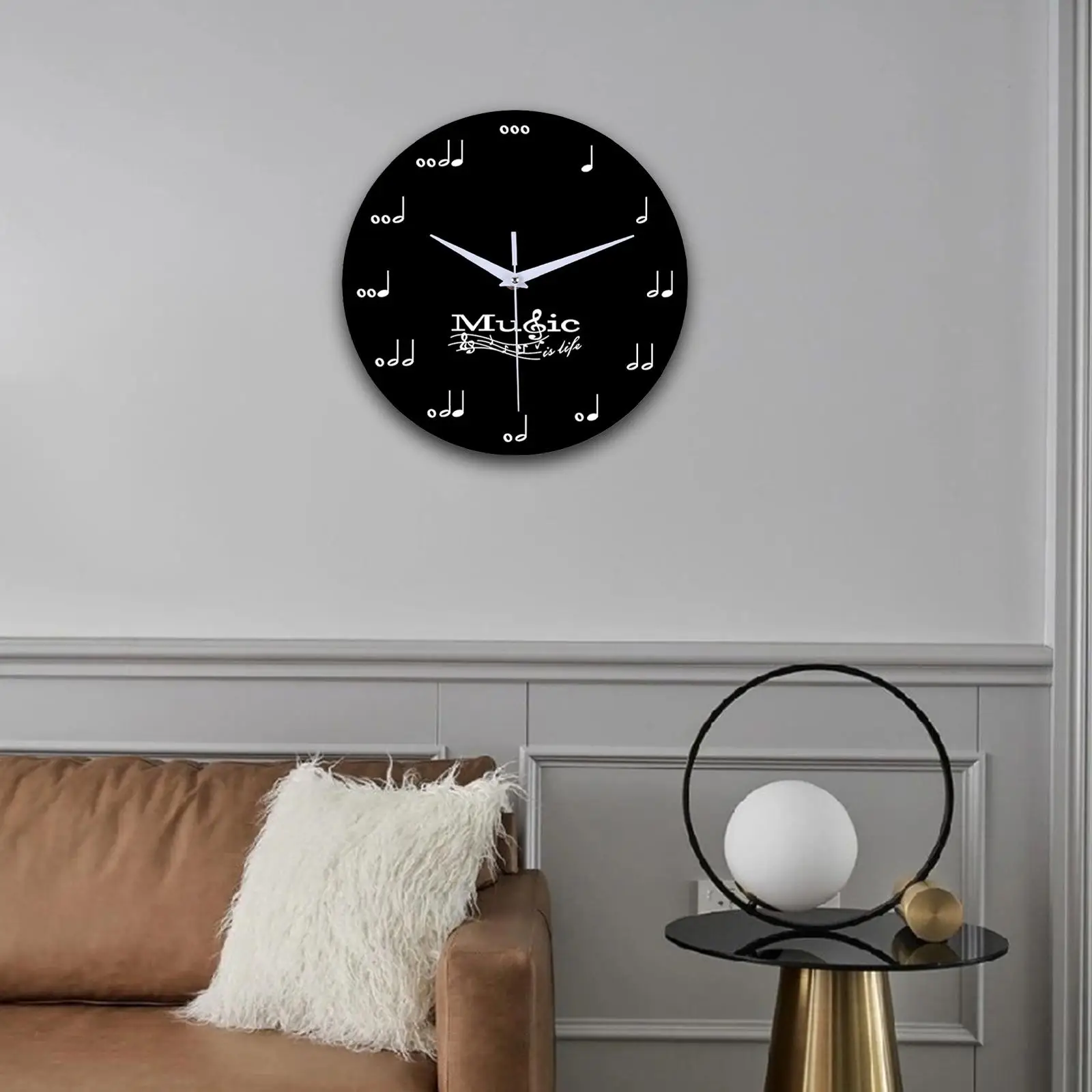 Modern Wall Clock Low Noise Decorative Circular 30cm Music Elements Clocks for Living Room Restaurant Decorations Studio