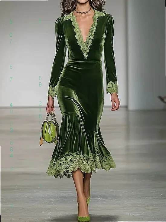 Velvet Lace Patchwork Bodycon Dress Dresses Spring Summer Evening Dress Matching Set