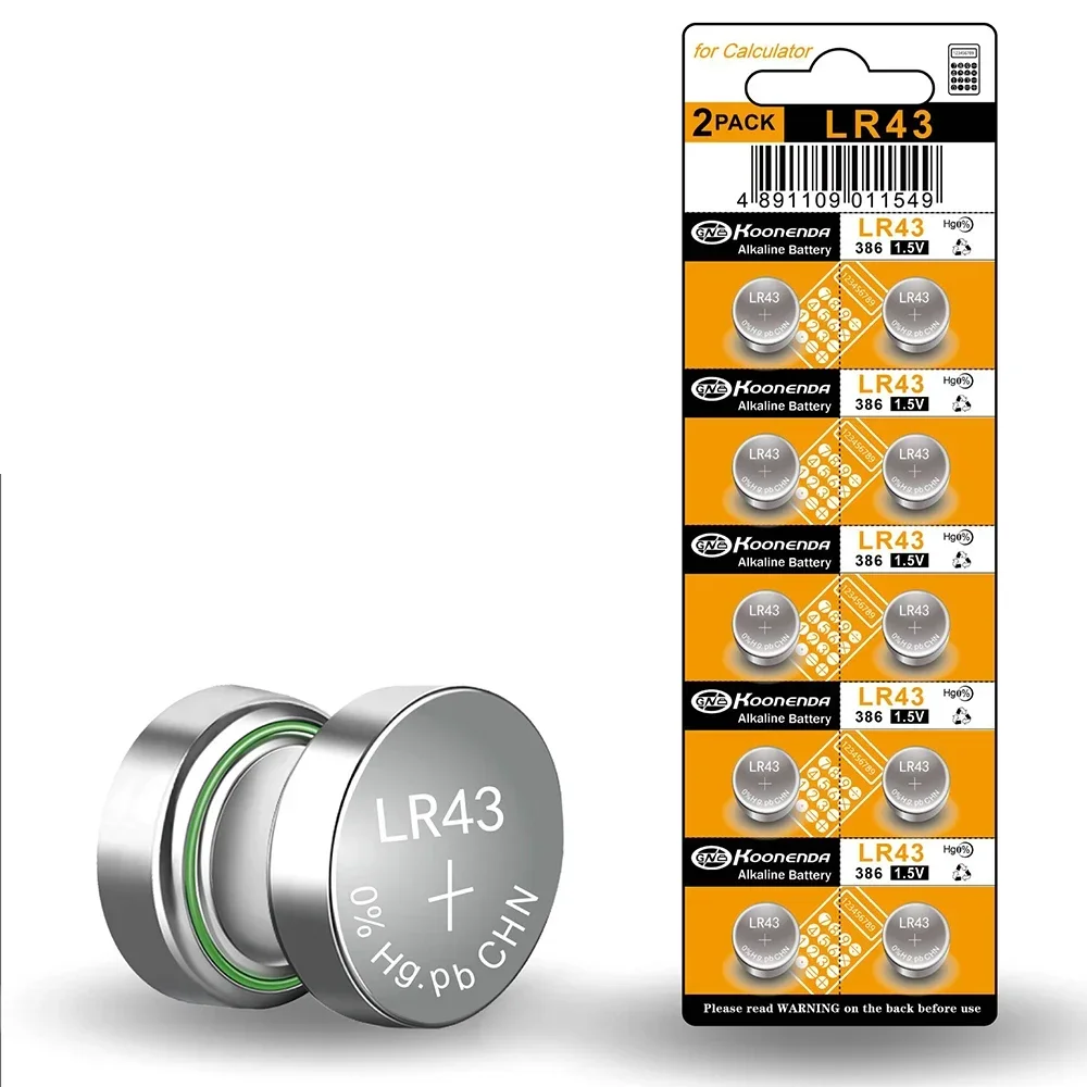 100 Uds 1,55 V AG12 LR43 100mAh pila de botón SR43 386 LR1142 V12GA AG 12 SR43W SR1142 pila de moneda reloj juguetes batería remota