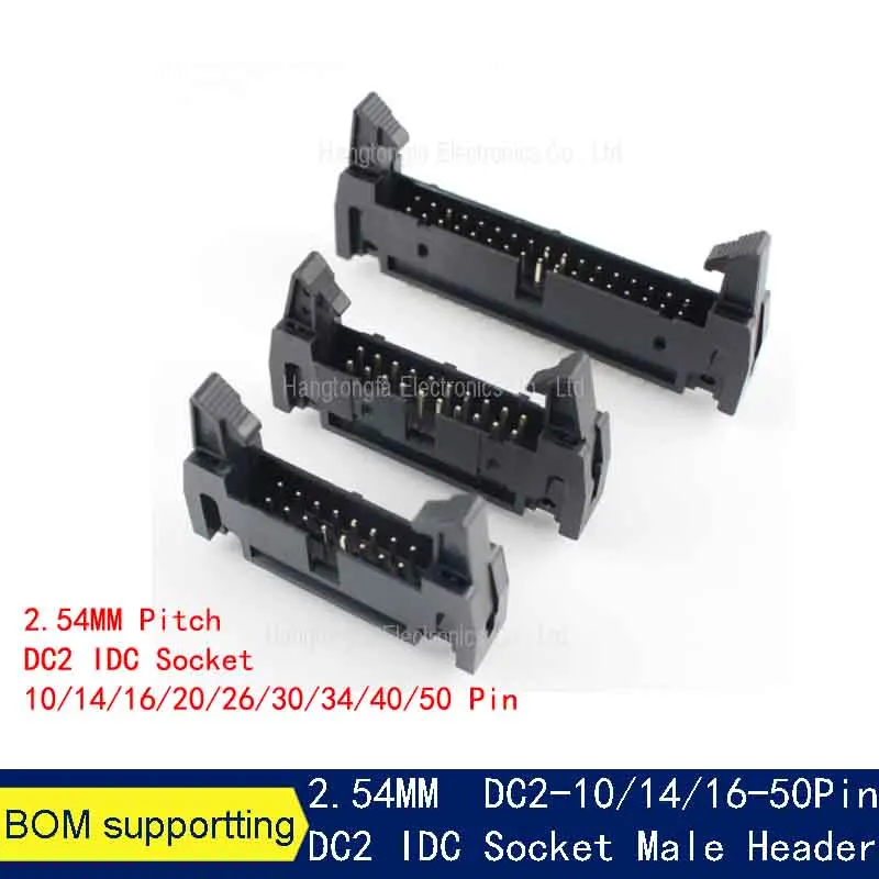 5 قطعة 2.54 مللي متر الملعب 10/14/16/20/26/30/34/40/50 دبوس ذكر مستقيم القاذف رأس كابلات الموصلات DC2 IDC المقبس 10P 16P 30P 40P 50P #6