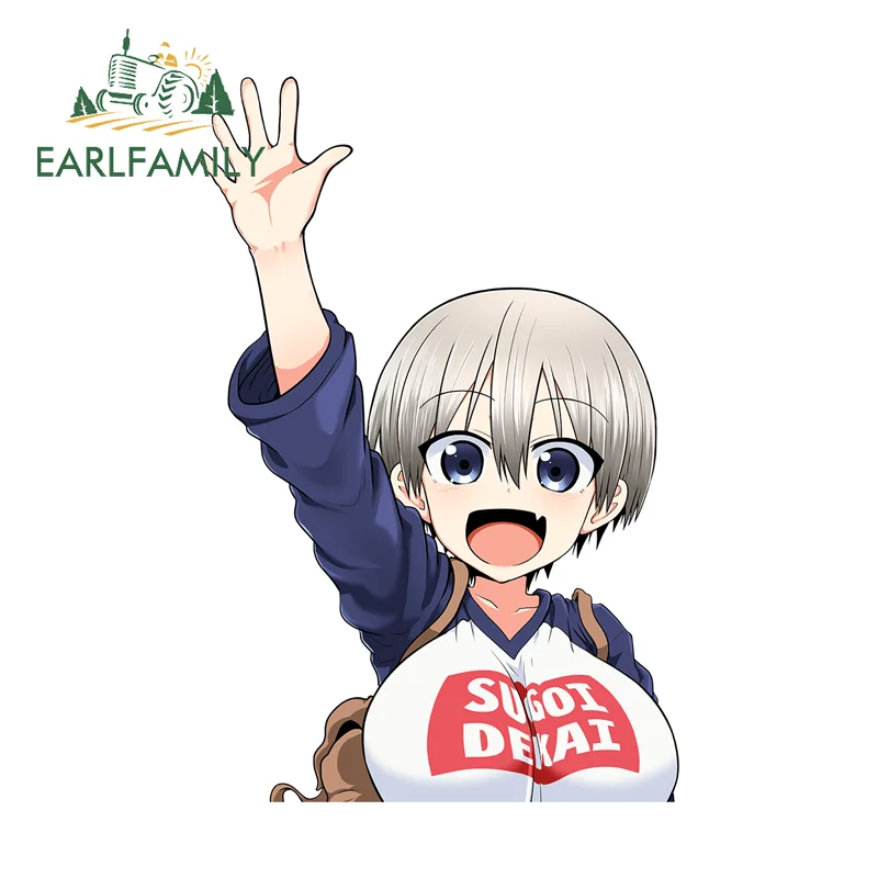 EARLFAMILY Uzaki Chan Niedliche Autoaufkleber, beliebte Anime-Waifu-Motorradhelm-Aufkleber, kratzfeste Fahrzeug-Styling-Dekoration