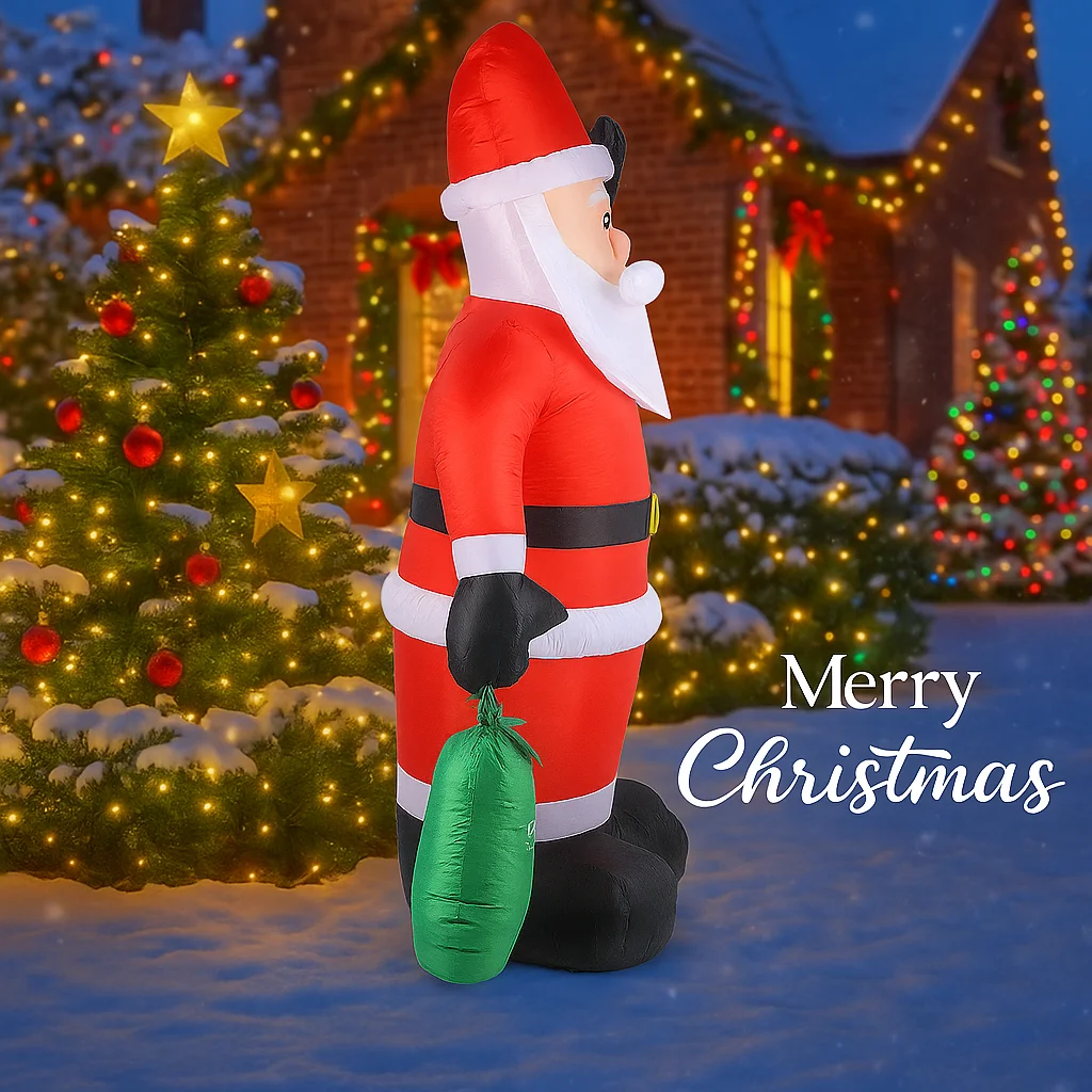 Sacchetto regalo di Babbo Natale giocattolo gonfiabile da 7,87 piedi con luci a LED Decorazione per feste da giardino di Natale Forniture per la casa di Natale Ornamento regalo