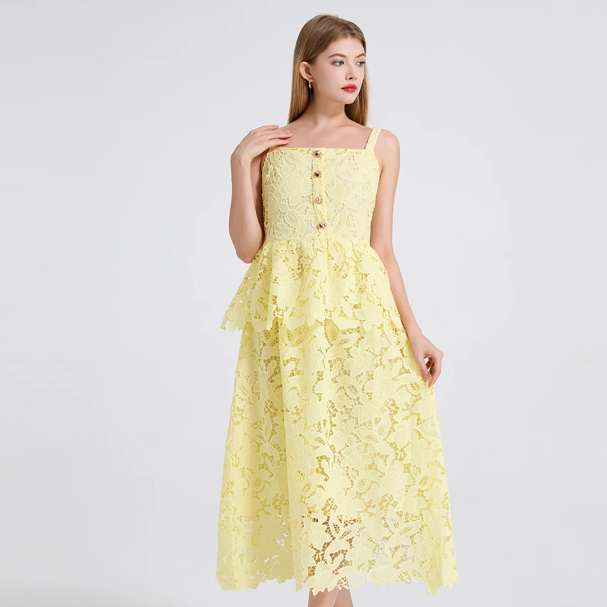 Runway Summer Embroidery Lace Long Cake Dress For Women Rhainstone Hollow Out Formal Evening Dresses Birthday Party Vestidos