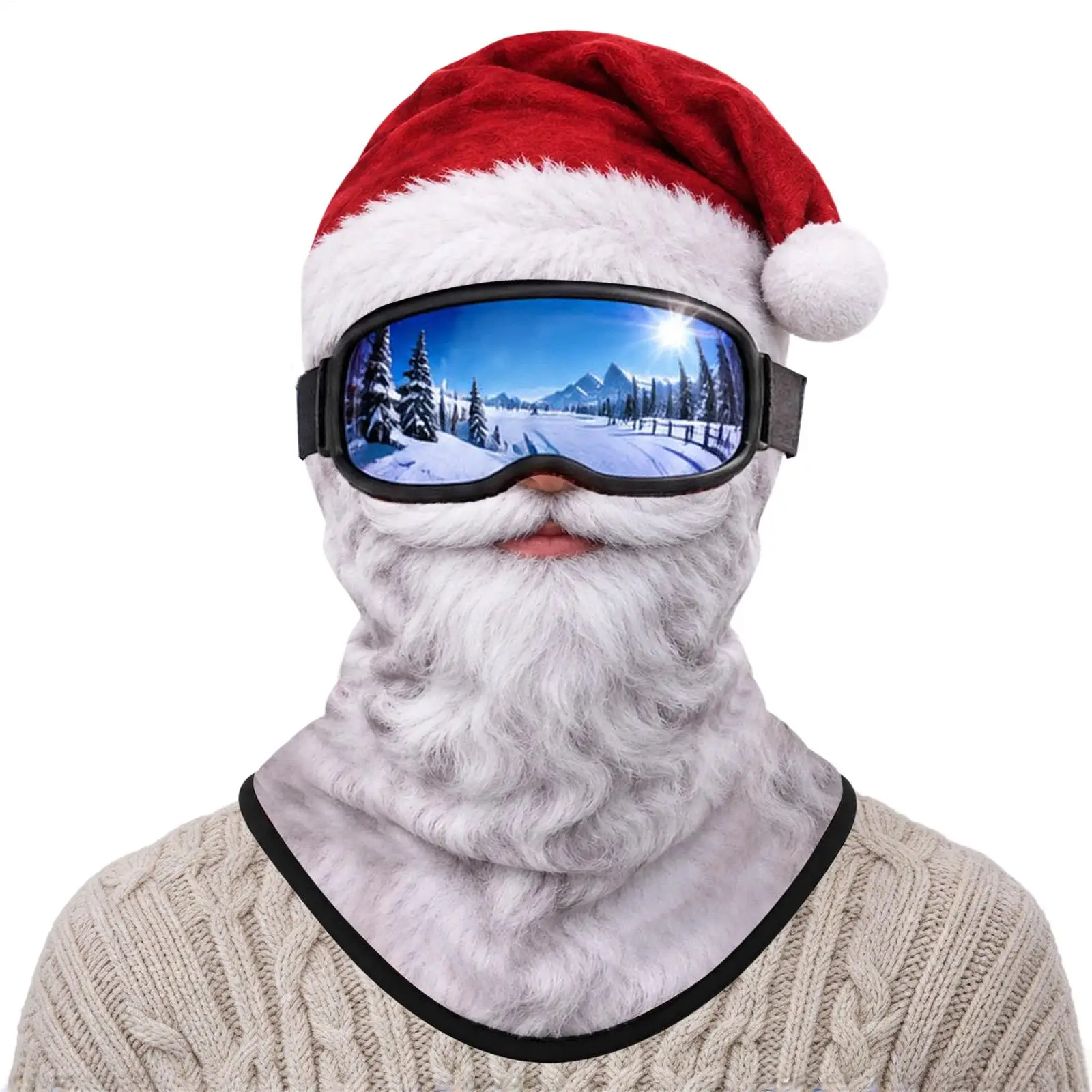 Winter Ski Masque Cute Christmas Theme Windproof Thermal Headwear Ski Masque Men For Snowboarding Sports Holiday Parties Men