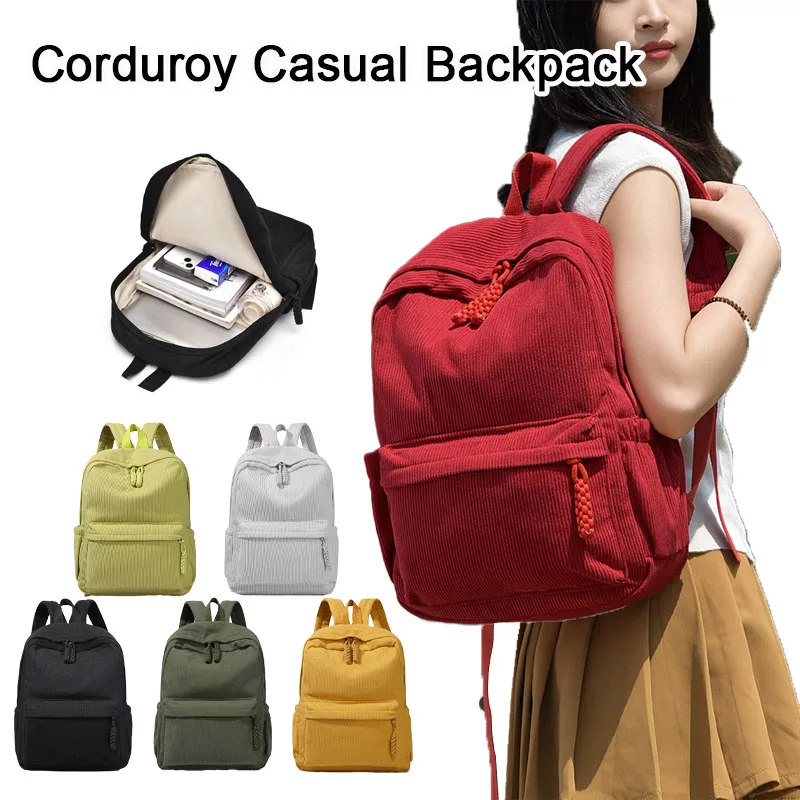 Minimalist Corduroy Casual Backpack Large Capacity Lightweight Durable Student Backpack High-Quality Commuter Travel Backpack