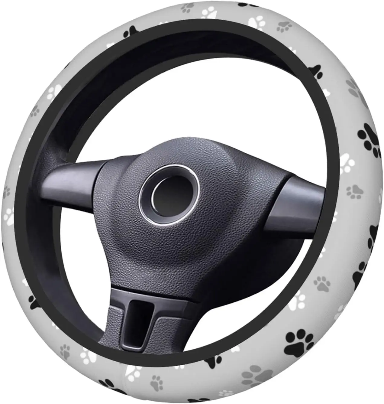 Dog Paw Print Steering Wheel Cover para meninas e mulheres, Universal 15 Polegada, Neoprene, Auto, Interior, Acessórios de carro