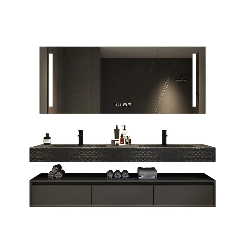 Light luxury rock slab integrated basin bathroom cabinet, modern and simple bathroom washbasin, sink cabinet, washbasin