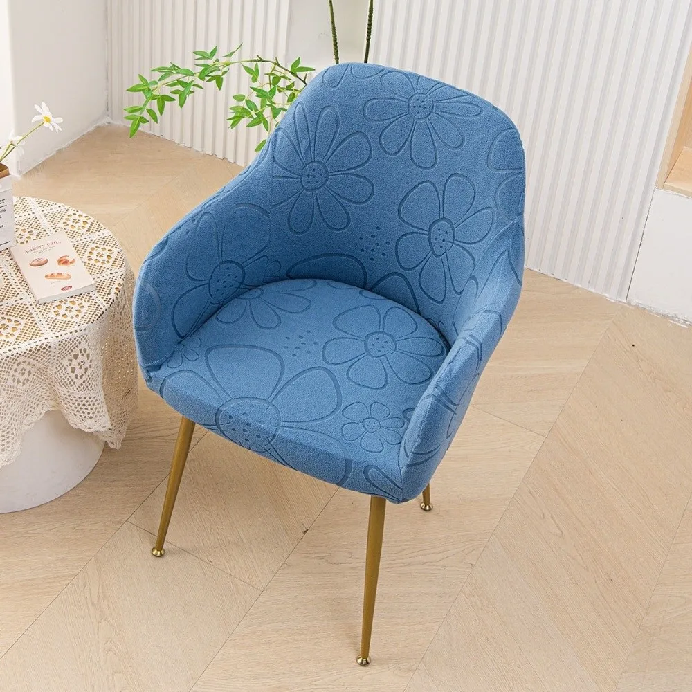 Floral Jacquard Pattern Armchair Slipcover Universal Fit Curved Design Chair Protector Cover Anti-Scratch Material