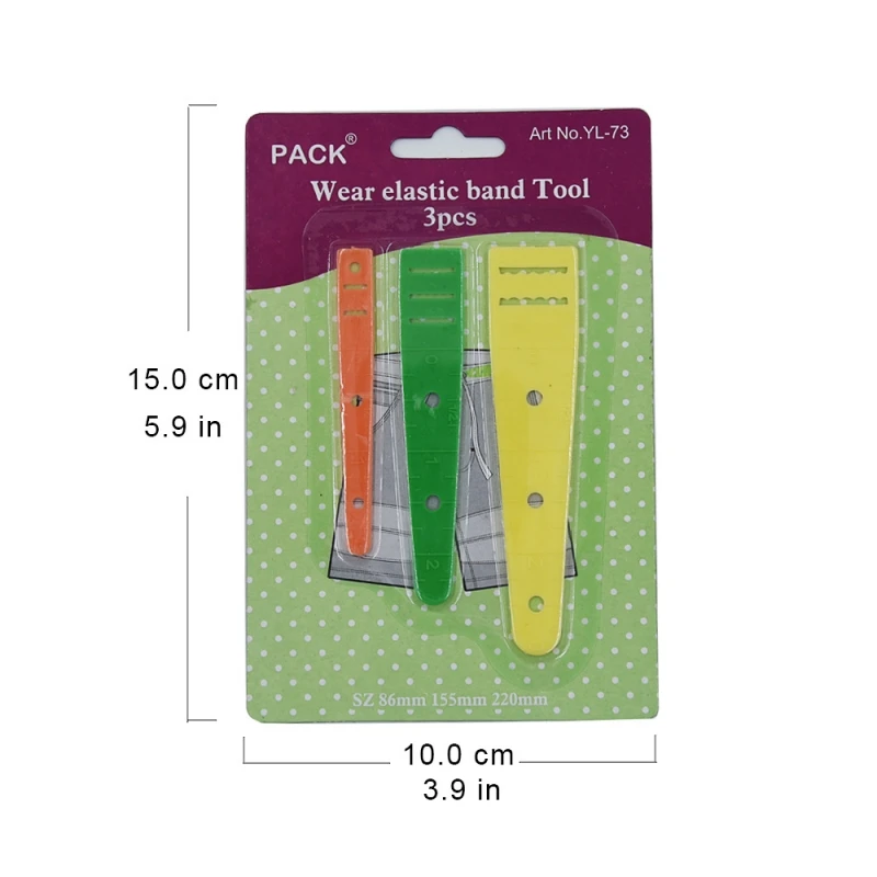 3Pcs Elastic Band Threader Tool Set for Sewing Waistband Cuff Easy Threading Guide Device 3 Sizes 86mm 155mm 220mm