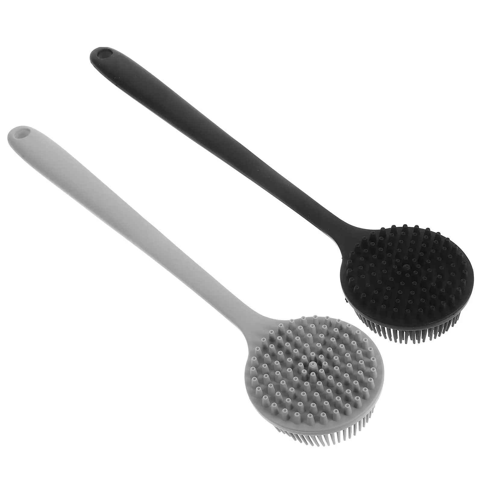 2Pcs Long Handle Silicone Bath Brush Body Scrubber for Back Cleaning Exfoliating Stimulating Blood Circulation Bathroom Travel