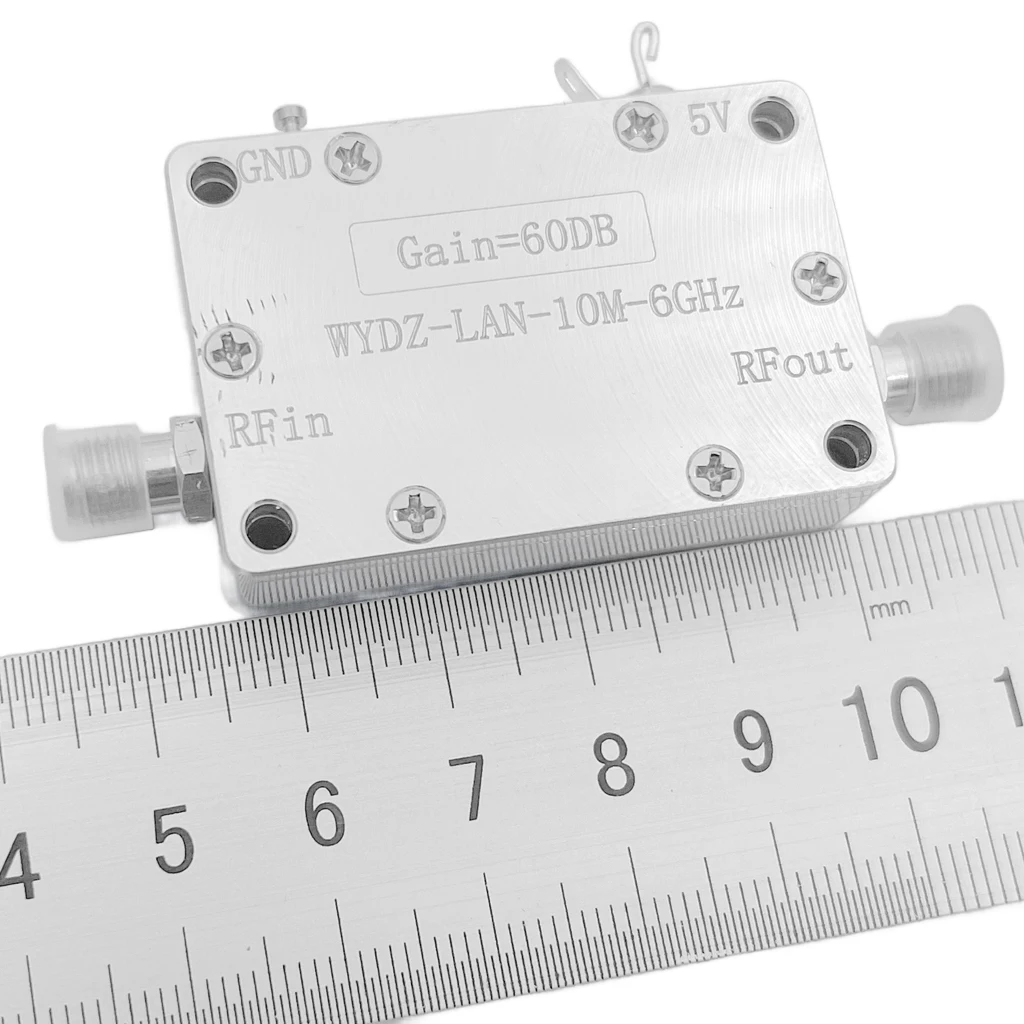 مكبر صوت LNA عالي الكسب مع موصل أنثى SMA لمحرك إشارة الترددات اللاسلكية ، مستقبل إشارة ، مستقبل نظام تحديد المواقع ، LNA ، 10 ميجا هرتز-6 جيجاهرتز ، 60 ديسيبل