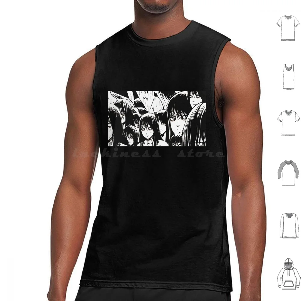 Tomie Manga Horror Tank Tops Print Cotton Anime Manga Cosplay Girl Kawaii Fan Edit Boy Weeaboo