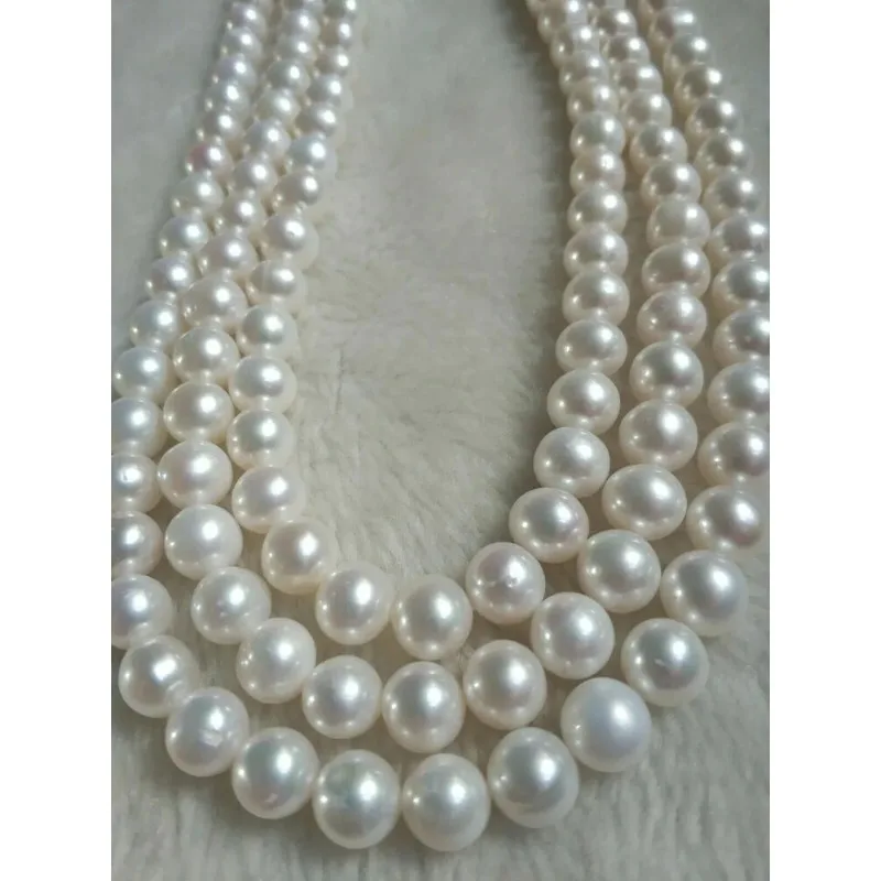 

50-дюймовое великолепное женское ожерелье из белого жемчуга Акойя диаметром 9-10 мм с застежкой из 14-каратного золота