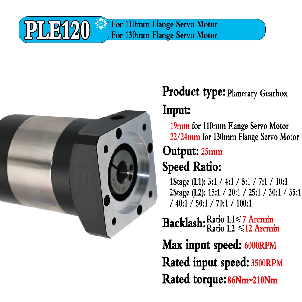 Imagem -05 - Redonda Flange Caixa de Velocidades Redutor Nema23 Redutor Planetário Caixa de Velocidades Relação 5:1100:1 para 60 80 90 110 130 Servo Motor Redução Caixa de Velocidades