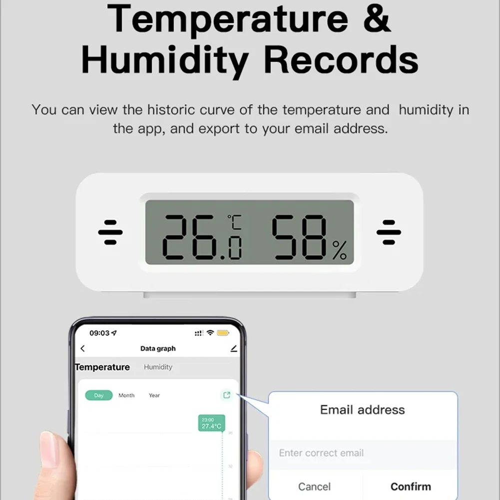 Indoor Thermometer Humidity Monitor Indoor Climate Control 2.4GHz WiFi Compatibility Battery Operated For Home Automation