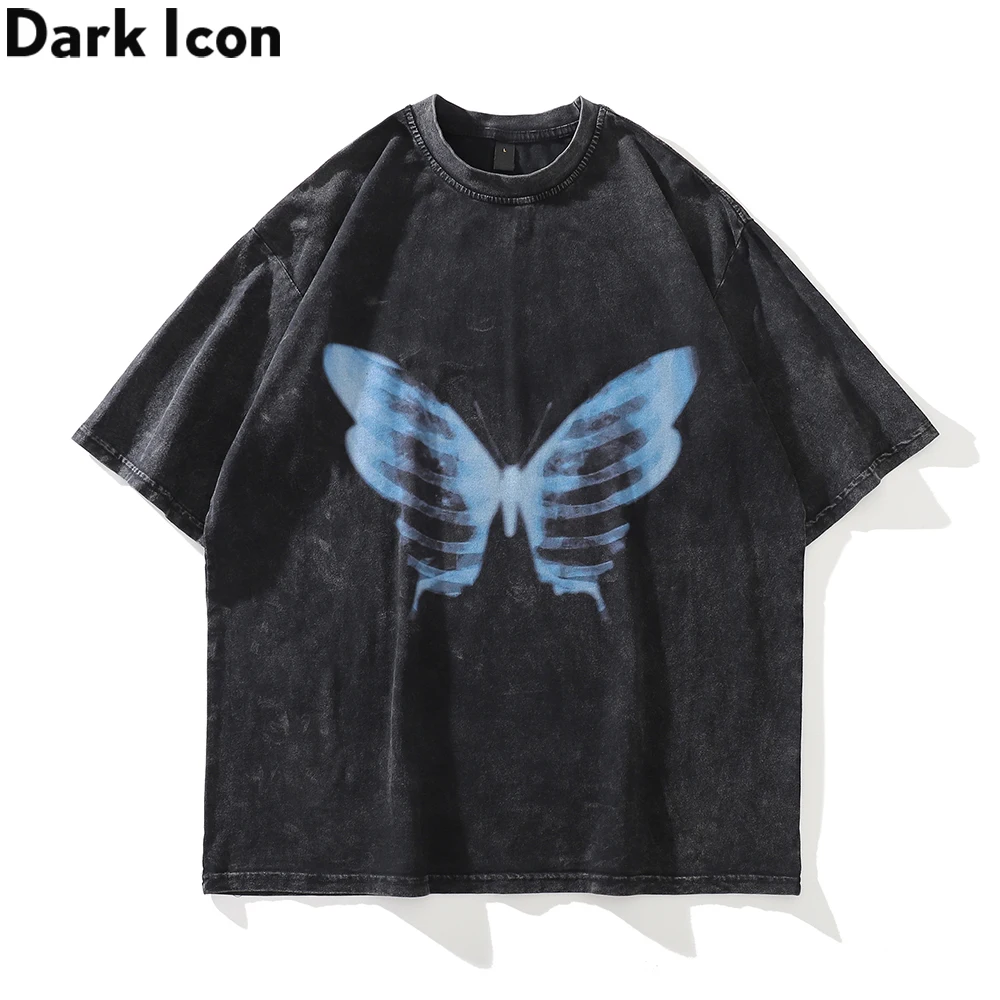 

Dark Icon Butterfly No Hand Feeling Streetwear Men's T-shirt Short Sleeve 2022 Summer Cotton Tee Shirts