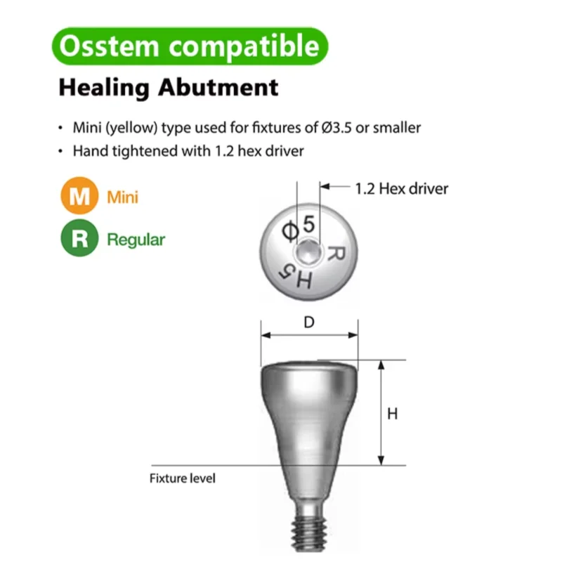 Dentistry Accessories Titanium Grade 5 for Osstem Healing Abutment Healing Cap Service Custom CNC Machined for Dental