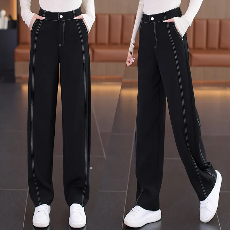 

Feel Jeans Children Spring And Autumn Slimming women's Temperament All Straight Leg Wide Leg Pants