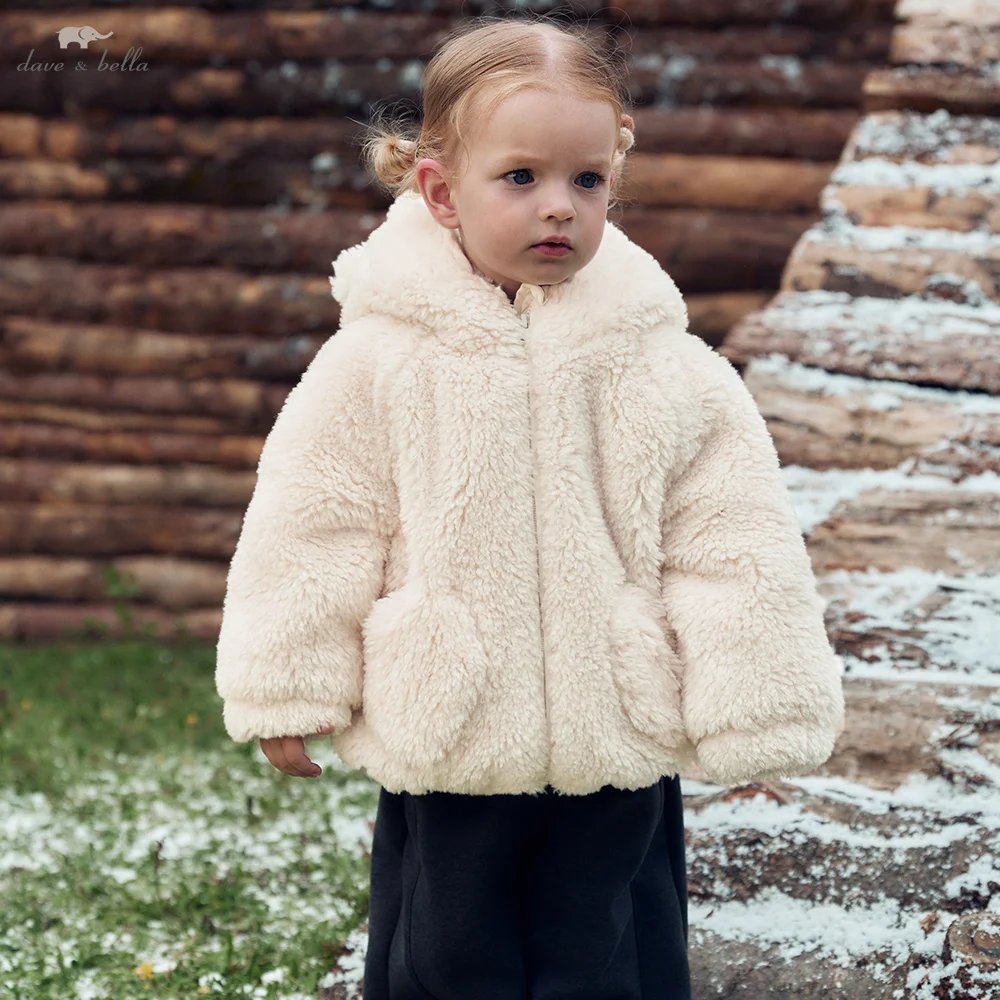 Dave Bella Baby Cotton-padded Clothes Children's Coat Plush Winter Jacket For An 8-year-old Girl Outerwear Comfortable DB4264427