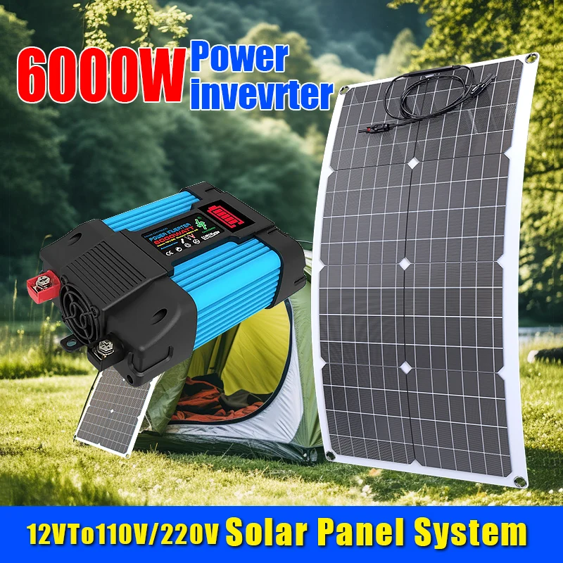 4000W Flexible Solar Panel Kit Complete System With 2000W Inverter Charge Controller For Rv Camping Car Home
