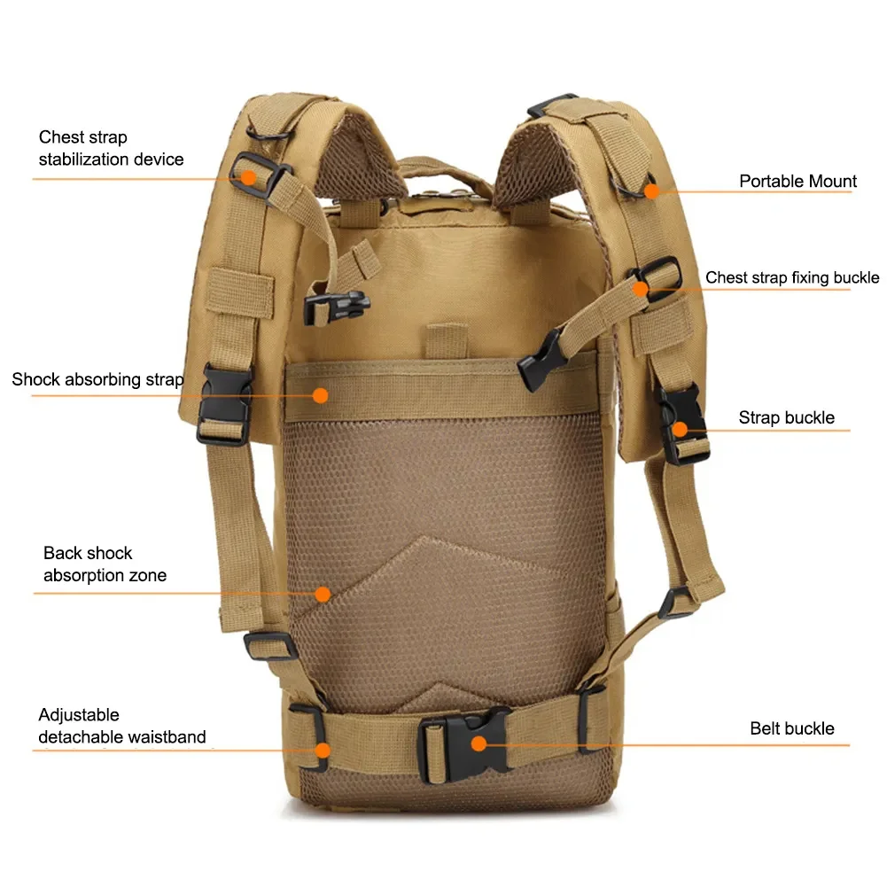 Classic Tactical Backpack Travel Sports Camouflage Bag Outdoor Climbing Hunting Backpack Fishing Hiking Riding Camo 3P Pack Bag