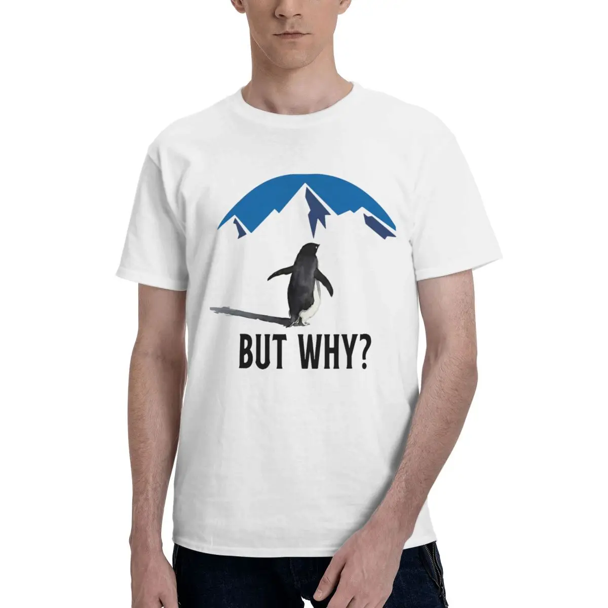 Men Nihilist Penguin But Why Arctic Snow Meme Philosophy Funny T Shirt Streetwear Cotton Tee Shirt