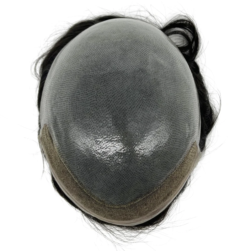 New Base Bio Lace Men Hair Toupee Bleached Knot Toupee With Lace Front Made Of 100 % Human Natural Hair