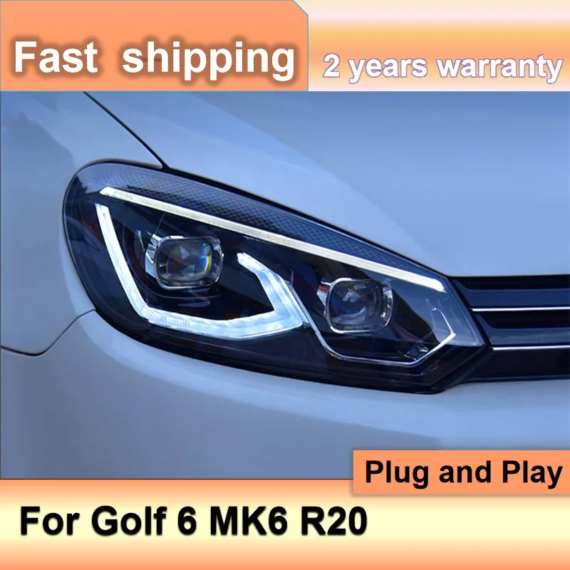 Car Accessories for VW Golf 6 Head Lights 2009-2013 Golf 6 MK6 Headlights 20 MK6 DRL Turn Signal High Beam Projector Lens