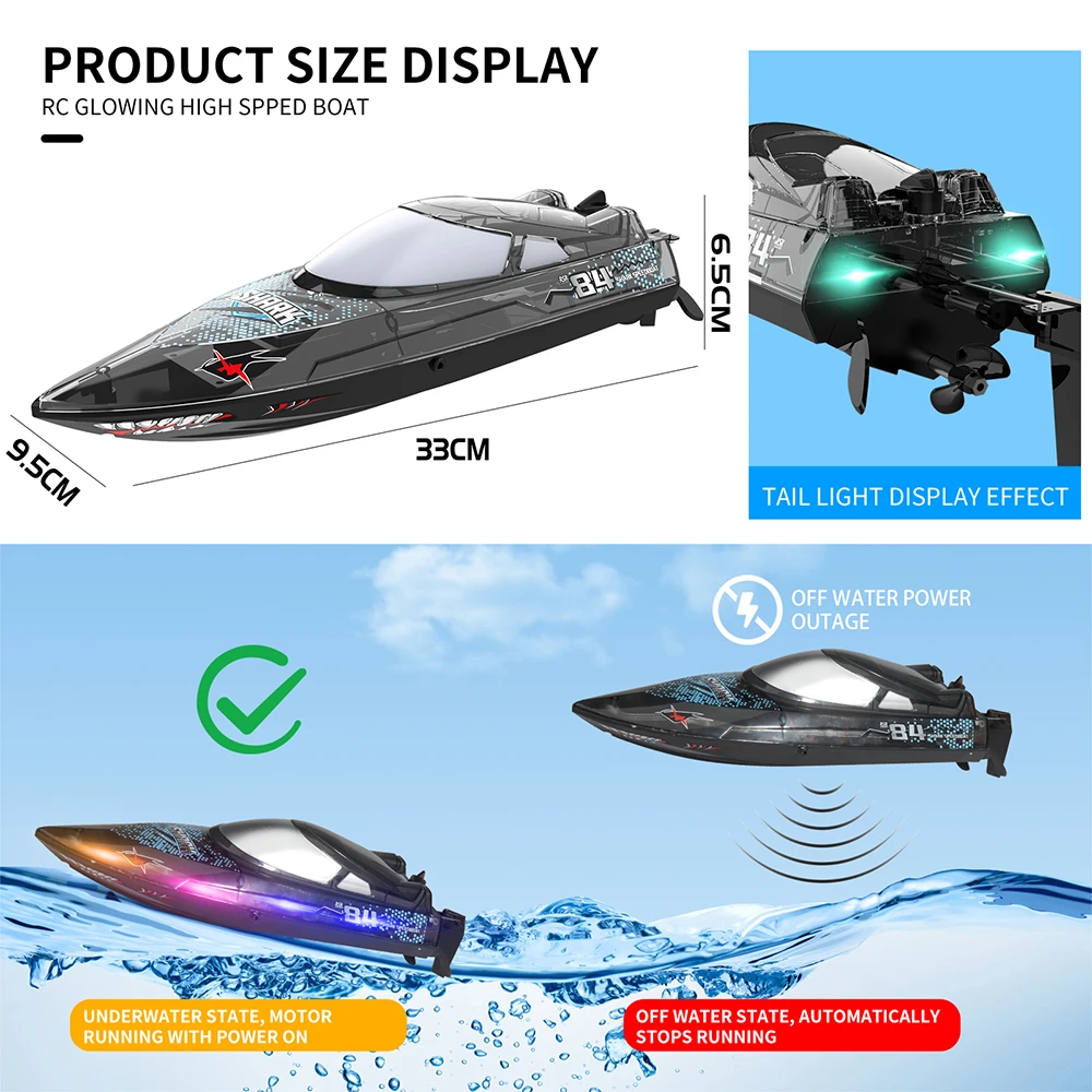 Flytec v006 rtr 2.4g 30 km/h rc barco capsize reinicialização automática luz led resfriamento de água controle remoto corrida lancha veículos modelos