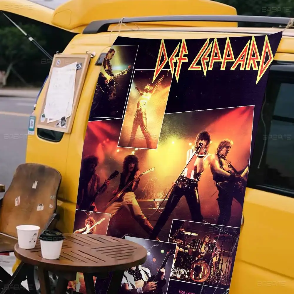 Hard Rock Band D-def L-leppard Small Size Cheerleading Banner Hand Pulled Flag Outdoor Atmosphere Flags