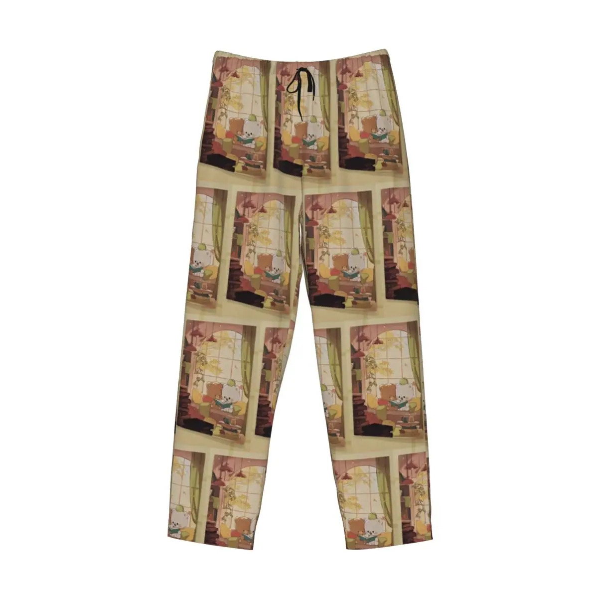 

Изготовленные на заказ пижамные штаны с изображением медведя Мокко и молока, мужская одежда для сна, штаны для сна с карманами