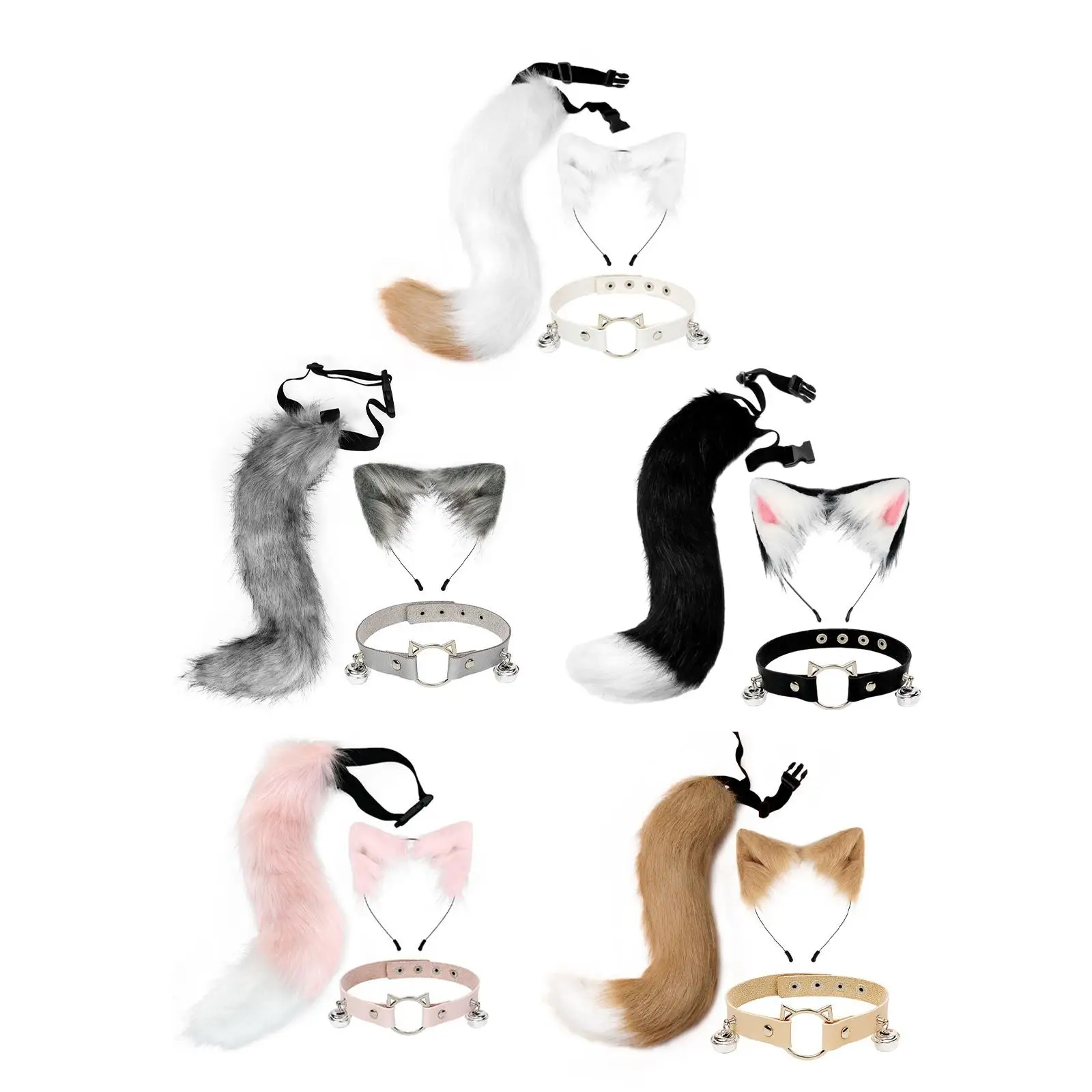 Ears and Tail Long Tail Costume Accessories Cat Ear Headband Headdress for Stage