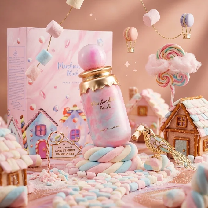 Sweet Marshmallow Scent Perfume For Women Long Lasting Fragrance Fresh Pink Bottle Design Casual Daily Wear Eau De Parfum Gift