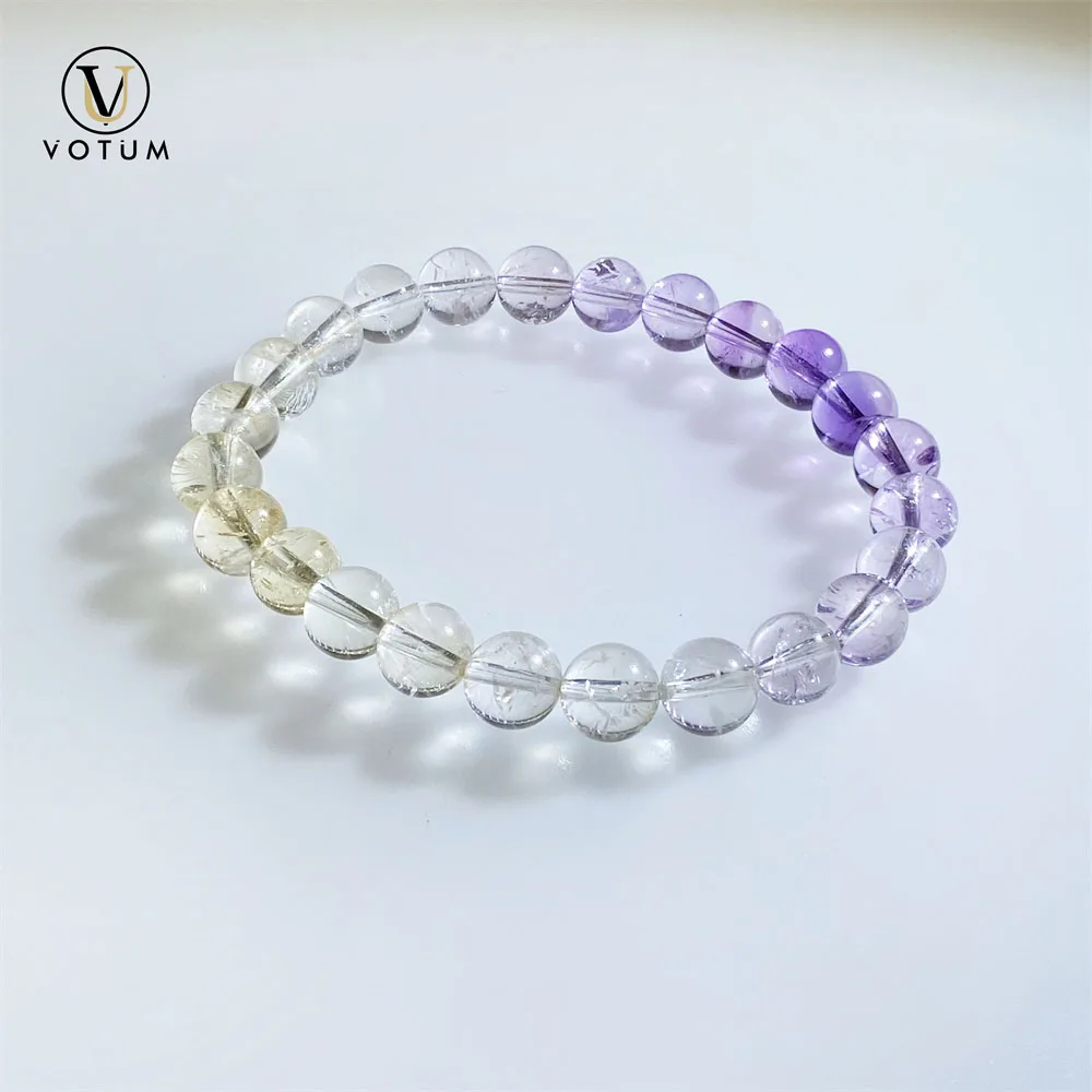 

Votum 7.5m Natural Clear Quartz Citrine Amethyst Bracelet for Women Men Luck Crystal Healing Yoga Gift Beaded Bracelets Jewlery