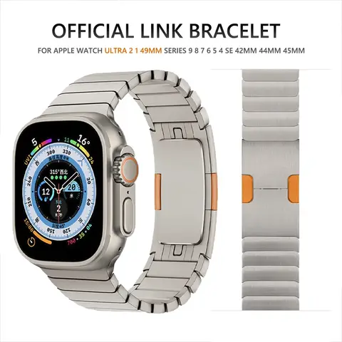 Apple Watch Ultra 2 용 스테인레스 스틸 밴드 iWatch 시리즈 9 8 7 6 5 4 Se 3 2 스트랩 42mm 44mm 45mm 용 49mm 럭셔리 링크 팔찌