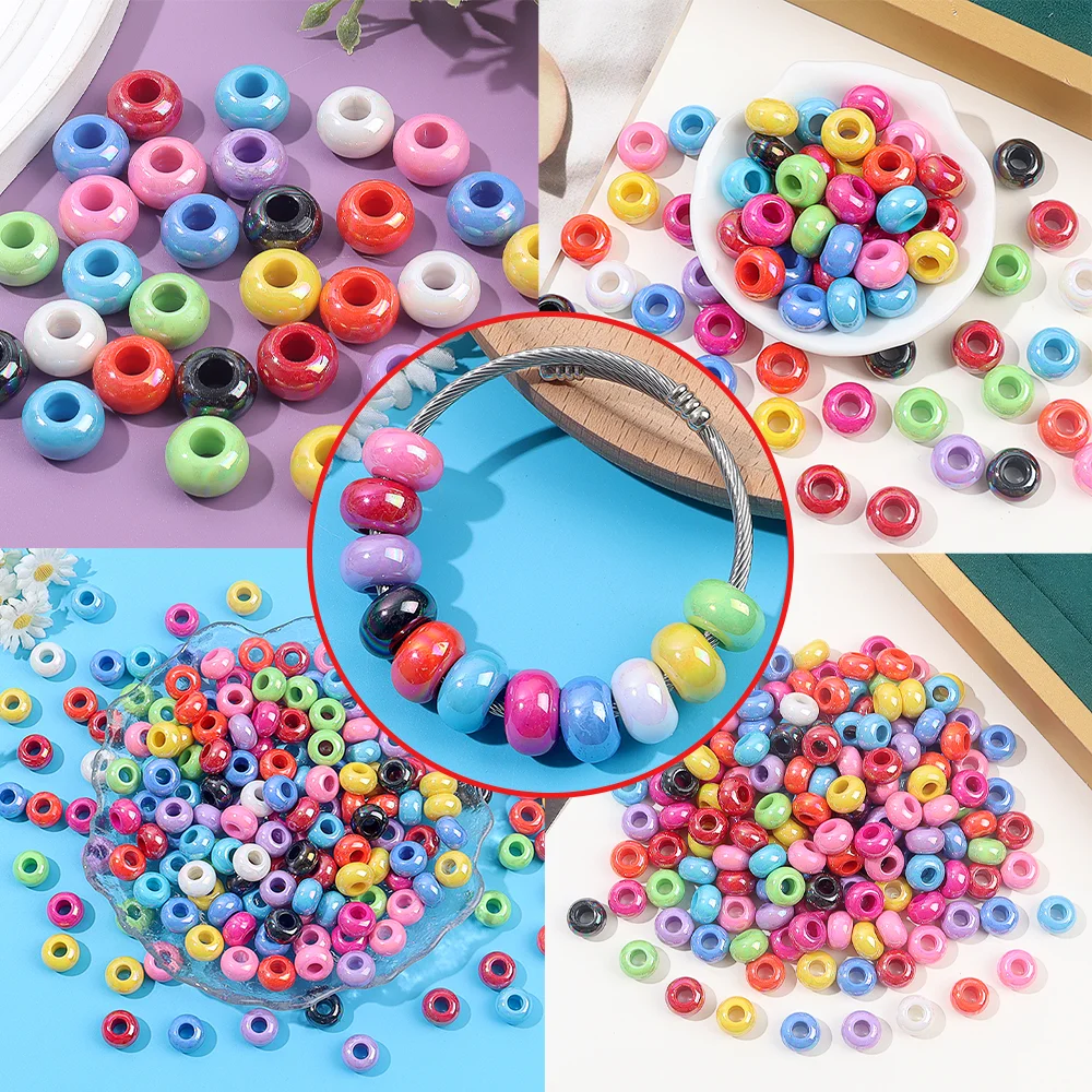 3/12/24/36pcs Multi Colored Resin Oval Large Hole Beads, Used for DIY Accessories, Christmas, Halloween, Thanksgiving Decoration