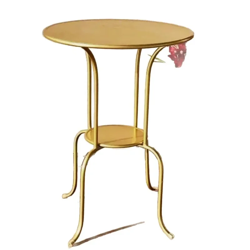 Round small round table coffee table porcelain white thickened wrought iron small side table household living room sofa bedside