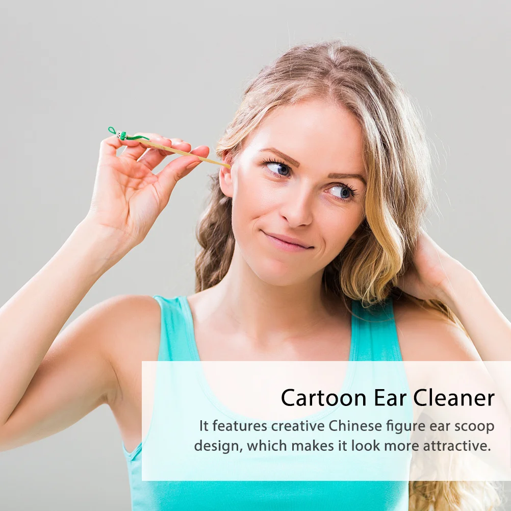 

12pcs Wooden Cleaners Wax Supply Cartoon Wax Cleaner Lightweight Hanging Ear Cleaner For Keys Bags Ear Supply Tool