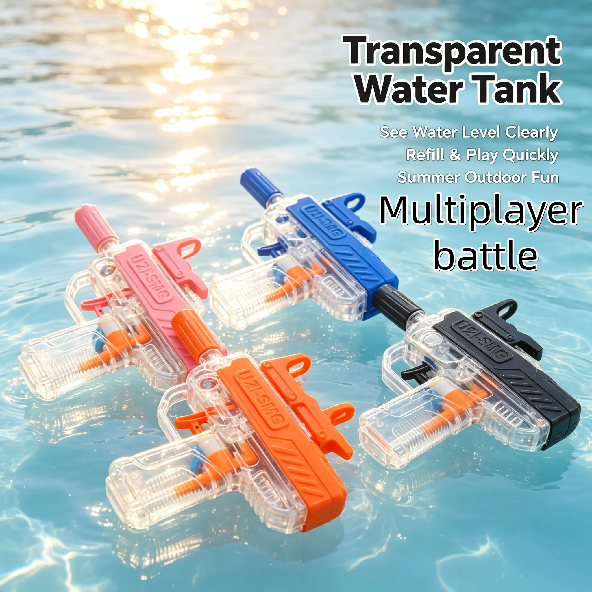 UZI Transparent Water Gun Midsummer Beach Pool Outdoor Water Fight Toy