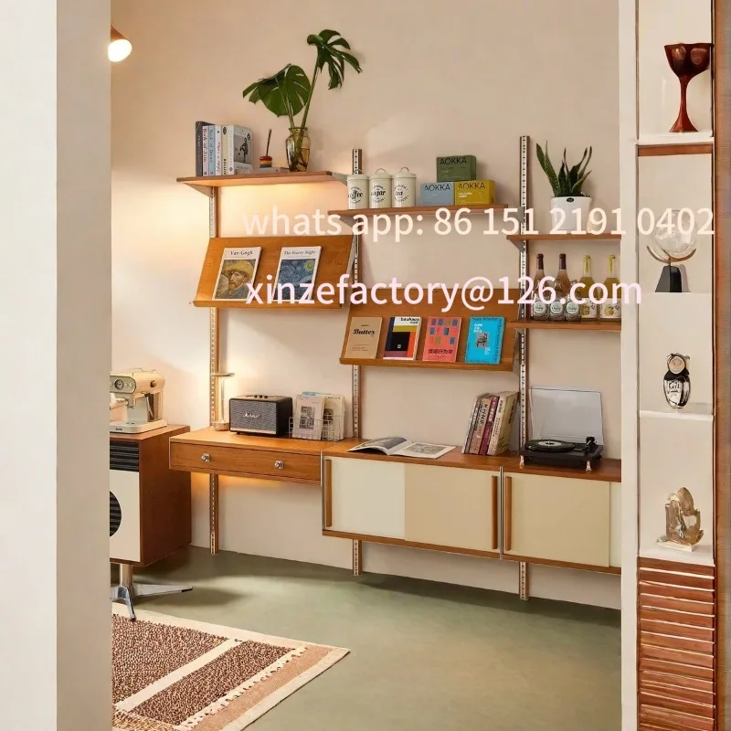 

Customizable medieval wall rack wall display rack living room multi-functional solid wood wall system combination